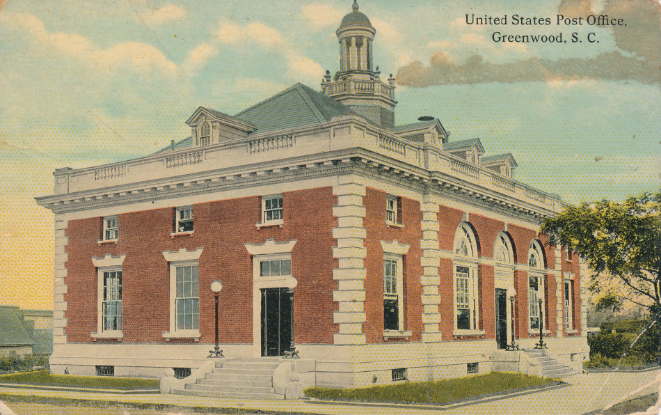 Greenwood, South Carolina Post Office Post Card