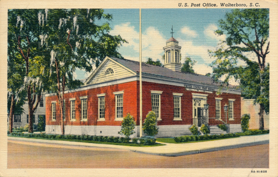 Walterboro, South Carolina Post Office Post Card