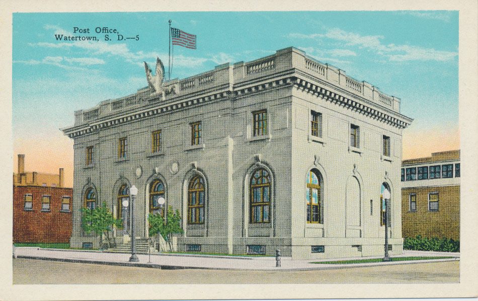 Watertown, South Dakota Post Office Post Card
