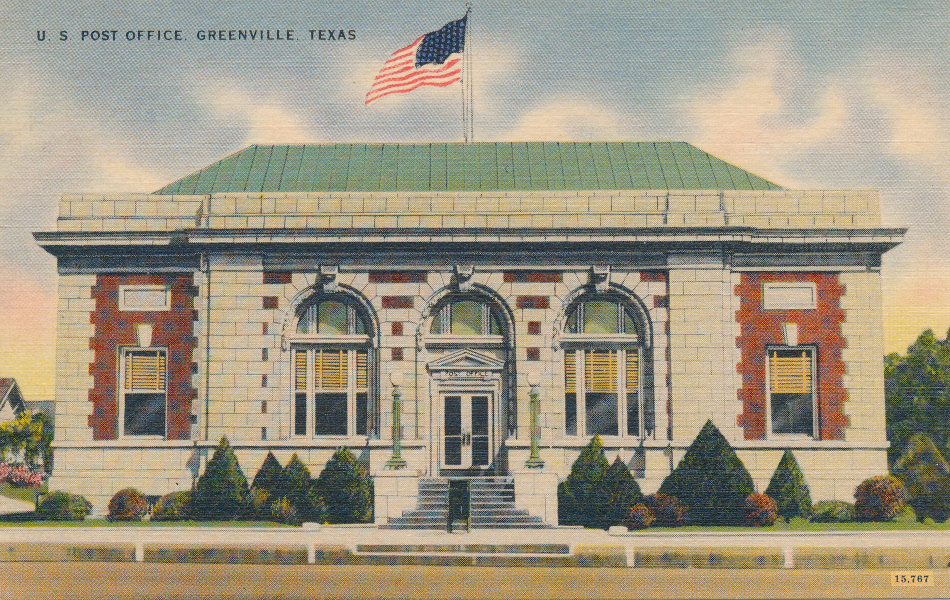 Greenville, Texas Post Office Post Card