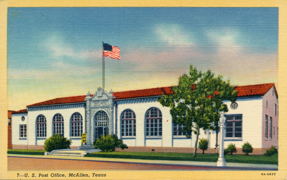 McAllen, Texas Post Office Post Card