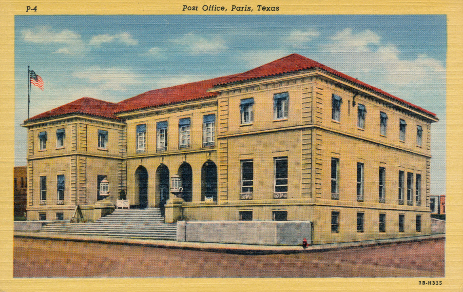 Paris, Texas Post Office Post Card