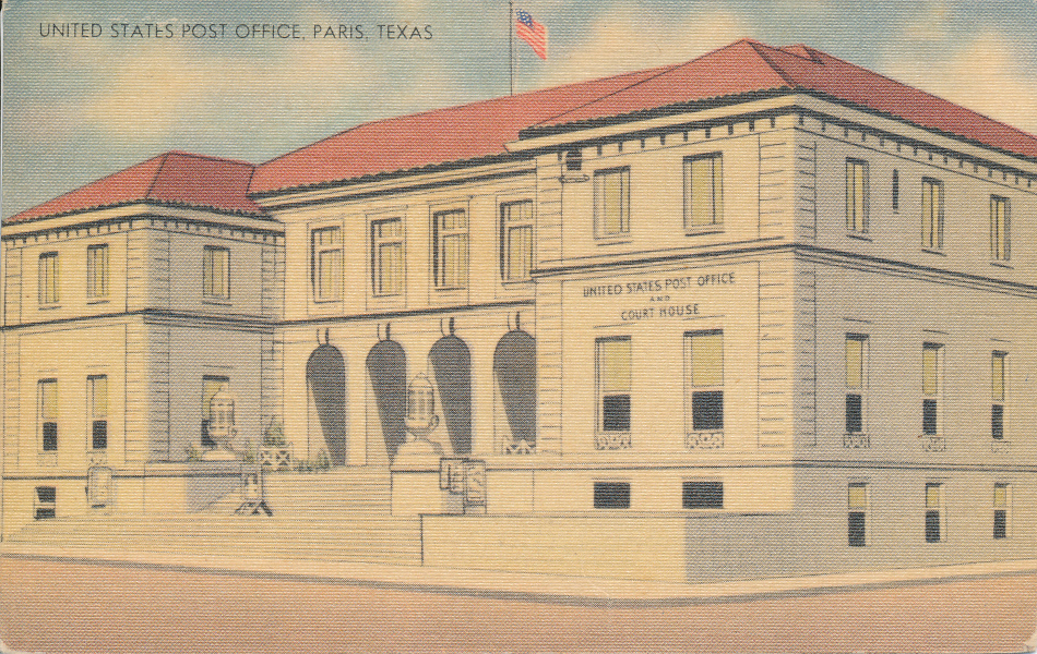 Paris, Texas Post Office Post Card