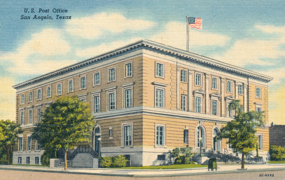 San Angelo, Texas Post Office Post Card