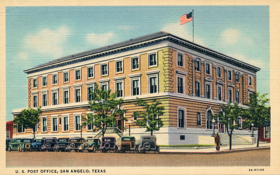 San Angelo, Texas Post Office Post Card
