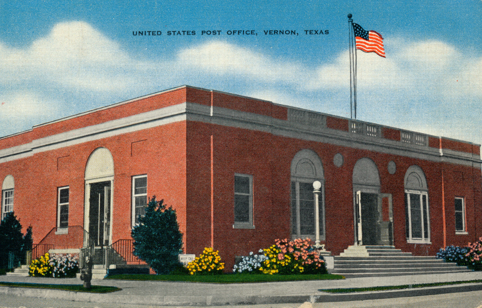 Vernon, Texas Post Office Post Card