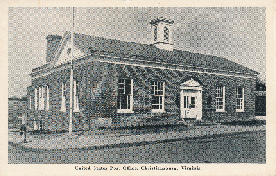 Christiansburg, Virginia Post Office Post Card