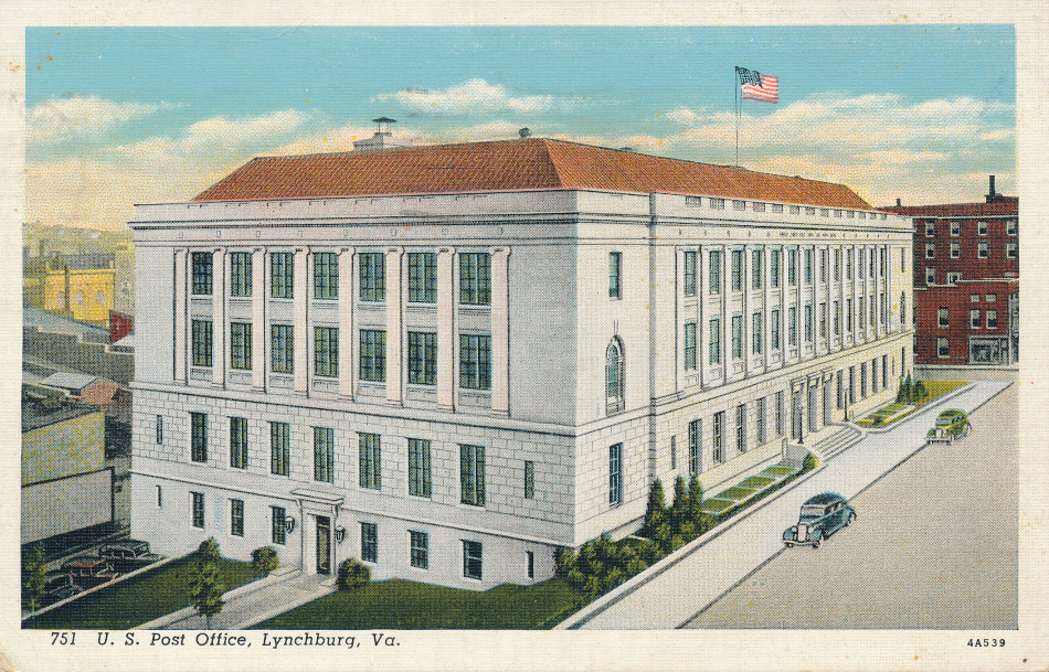Lynchburg, Virginia Post Office Post Card