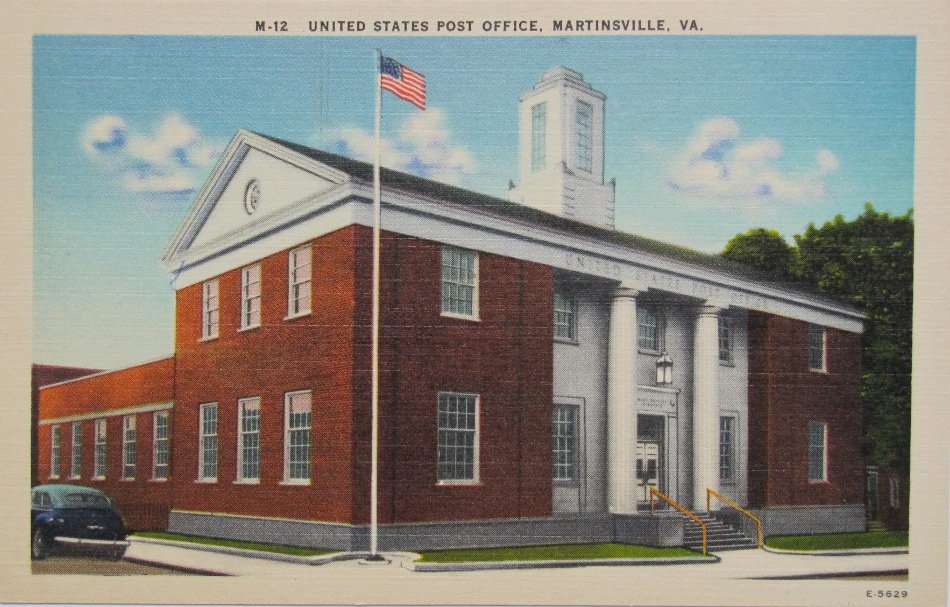 Martinsville, Virginia Post Office Post Card
