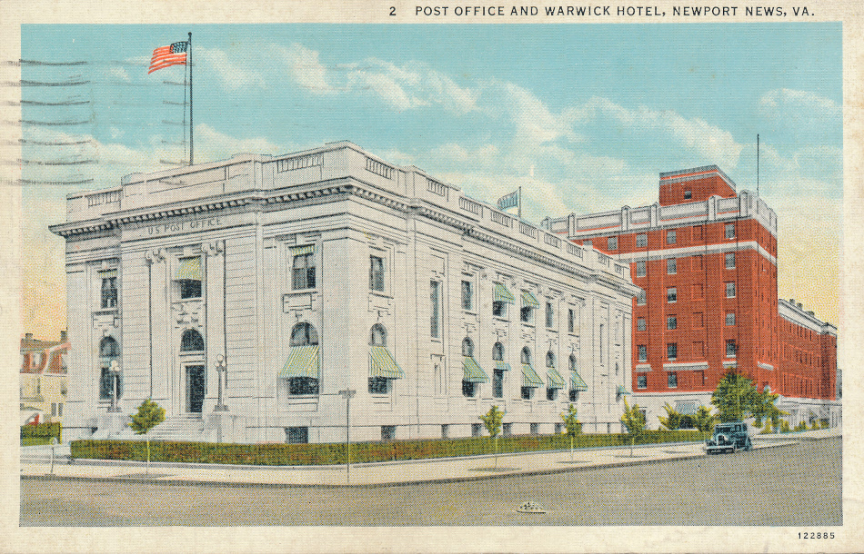 Newport News, Virginia Post Office Post Card