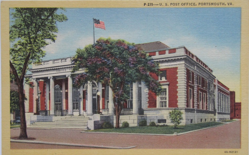 Portsmouth, Virginia Post Office Post Card