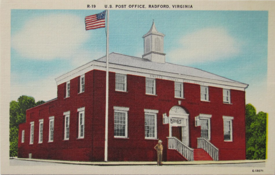 Radford, Virginia Post Office Post Card