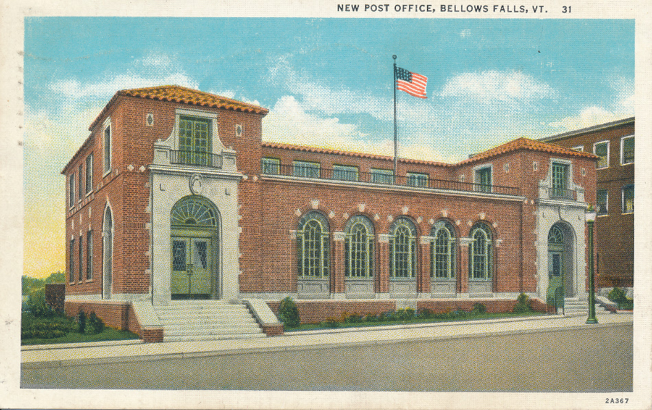 Bellows Falls, VermontPost Office Post Card