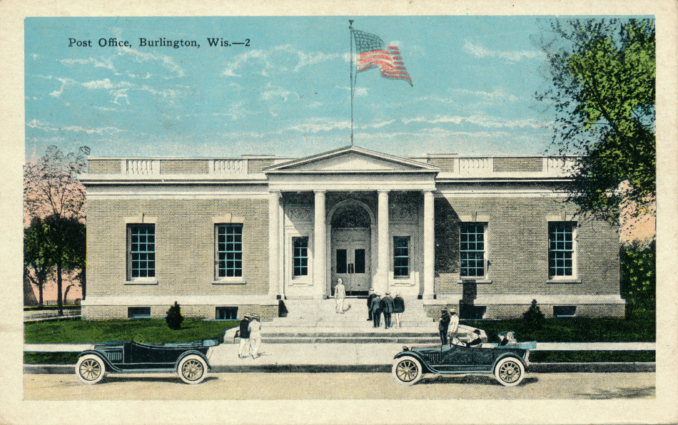 Burlington, Wisconsin Post Office Post Card