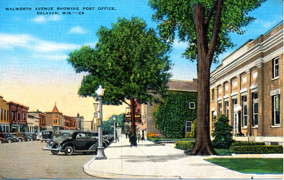 Delavan, Wisconsin Post Office Post Card