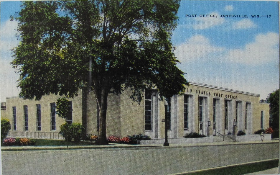 Janesville, Wisconsin Post Office Post Card