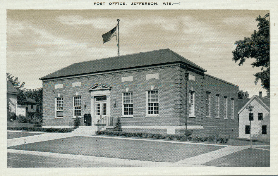 Jefferson, Wisconsin Post Office Post Card
