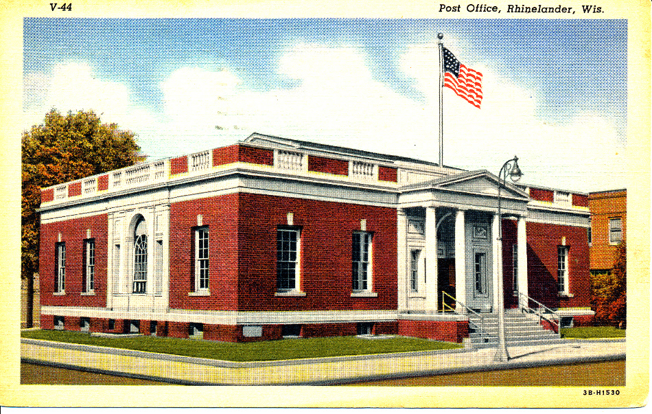 Rhinelander, Wisconsin Post Office Post Card