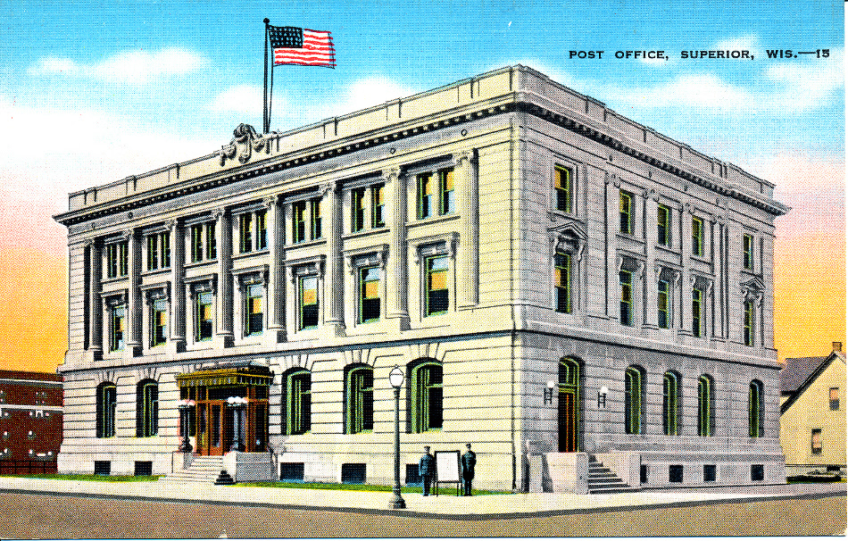 Superior, Wisconsin Post Office Post Card