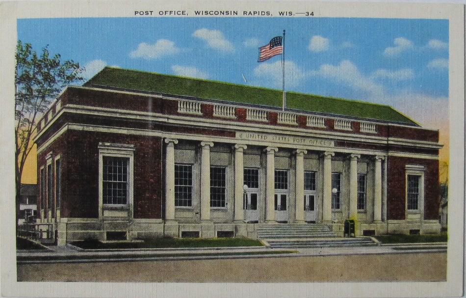 Wisconsin Rapids, Wisconsin Post Office Post Card