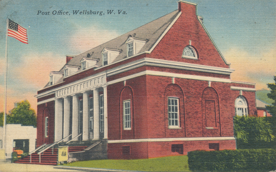 Wellsburg, West Virginia Post Office Post Card